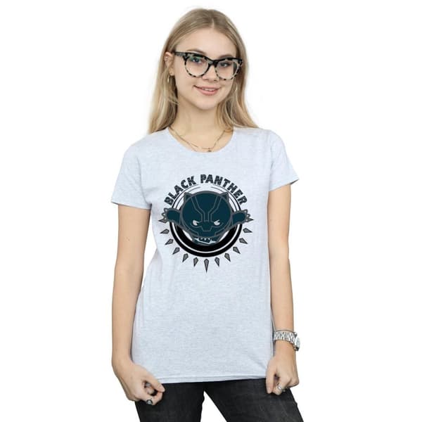 Marvel Dam/Tjej Kawaii Svart Panter Pounce Bomulls-T-shirt
