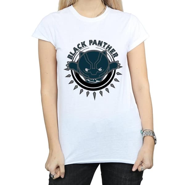 Marvel Dam/Tjej Kawaii Svart Panter Pounce Bomulls-T-shirt