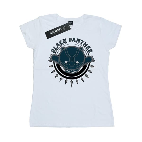 Marvel Dam/Tjej Kawaii Svart Panter Pounce Bomulls-T-shirt White M