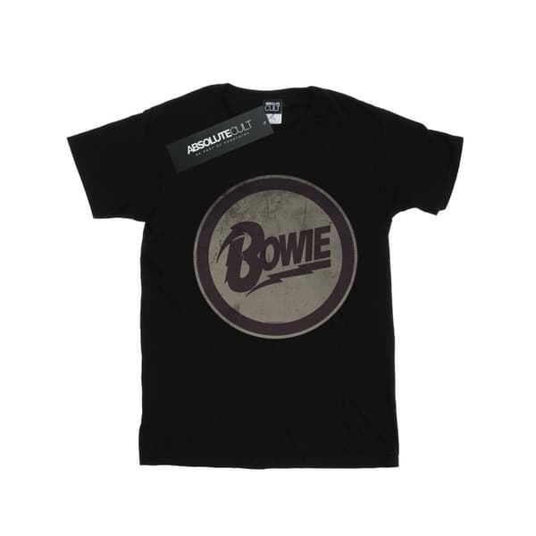 David Bowie Womens/Ladies Circle Logo Cotton Boyfriend T-Shirt Black XL