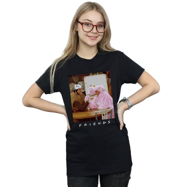 Friends Dam/Tjej Ross And Chandler Arm Wrestling Bomull Boyfriend T-shirt