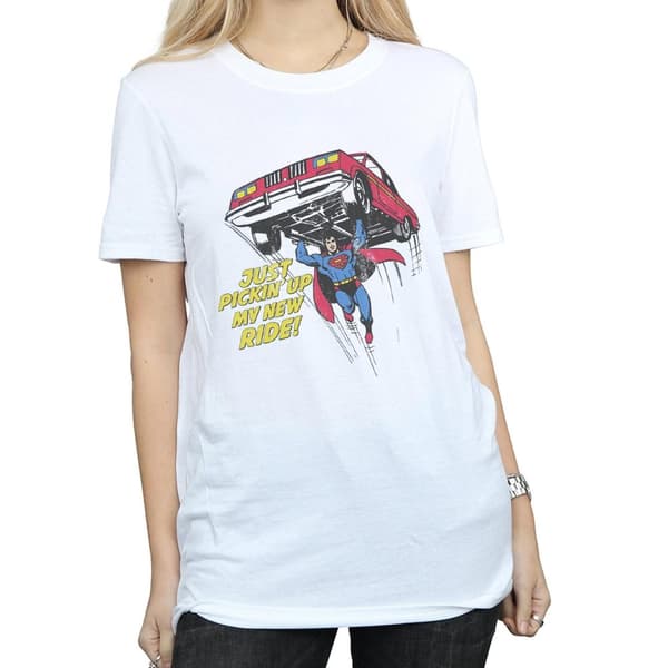 DC Comics Dam/Tjej Superman New Ride Boyfriend T-shirt i bomull