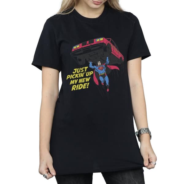 DC Comics Dam/Tjej Superman New Ride Boyfriend T-shirt i bomull