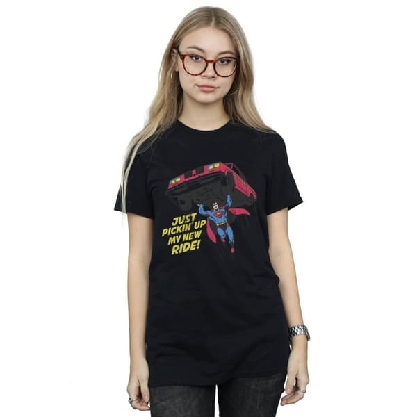 DC Comics Dam/Tjej Superman New Ride Boyfriend T-shirt i bomull