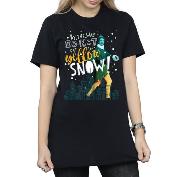 Elf Womens/Ladies Yellow Snow Cotton Boyfriend T-Shirt