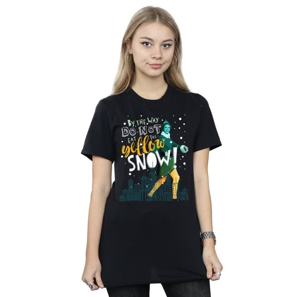 Elf Womens/Ladies Yellow Snow Cotton Boyfriend T-Shirt