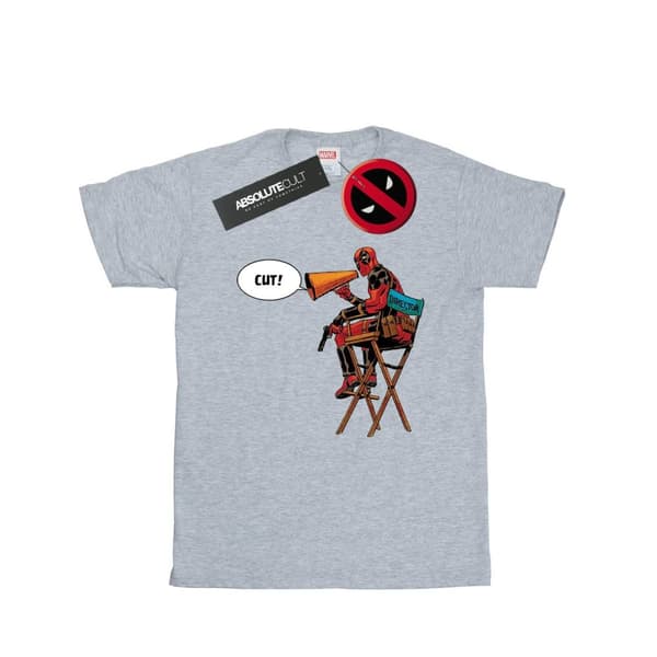 Marvel Womens/Ladies Deadpool Director´s Chair Cotton Boyfriend T-Shirt Sports Grey XL