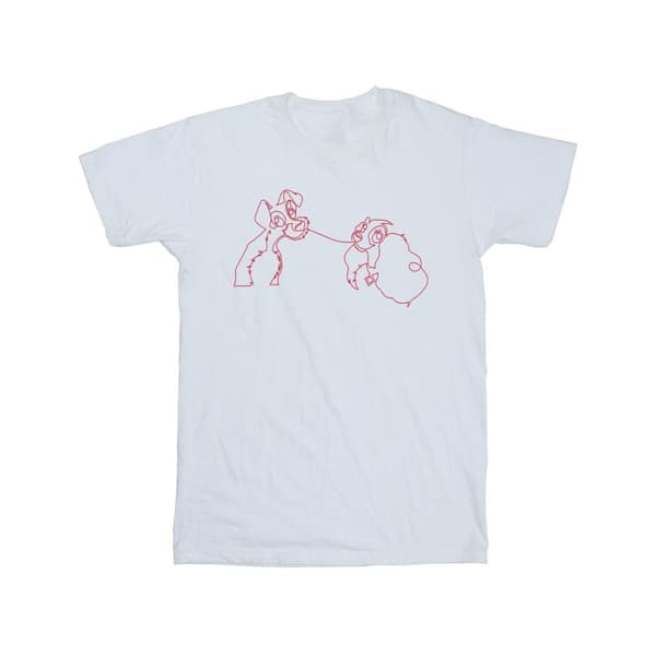 Disney Mens Lady And The Tramp Spaghetti Outline T-Shirt