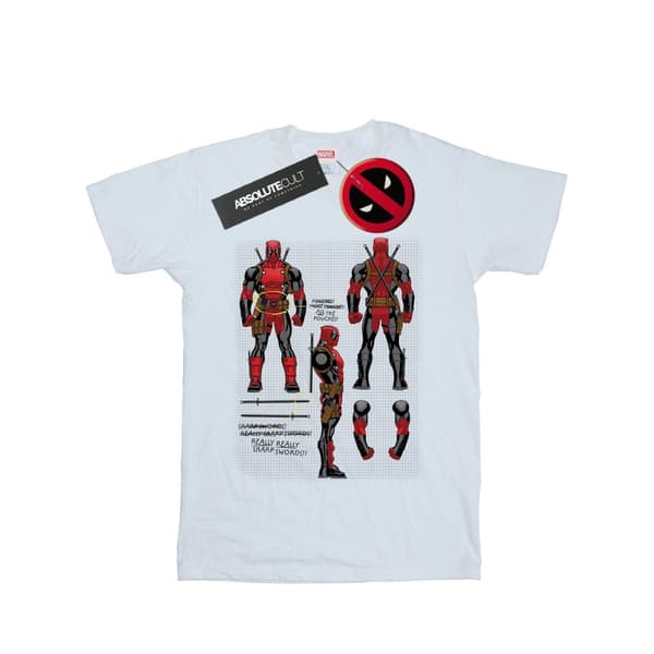 Marvel Womens/Ladies Deadpool Action Figure Plans Cotton Boyfriend T-Shirt