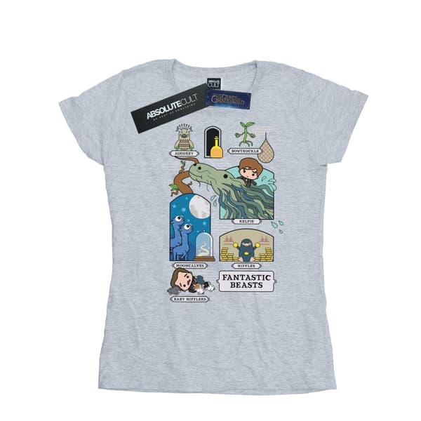 Fantastic Beasts Dam/Tjej - Chibi Newt - Bomulls-T-shirt Sports Grey L