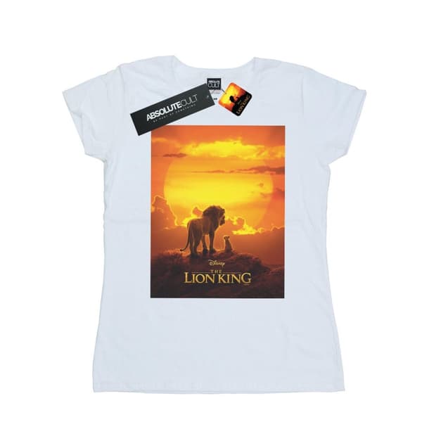 Disney Dam/Tjej Lejonkungen Film Sunset Poster T-shirt i bomull White L