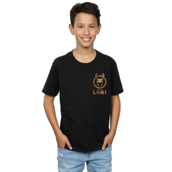 Marvel Boys Loki Horn Logo Faux Pocket T-Shirt