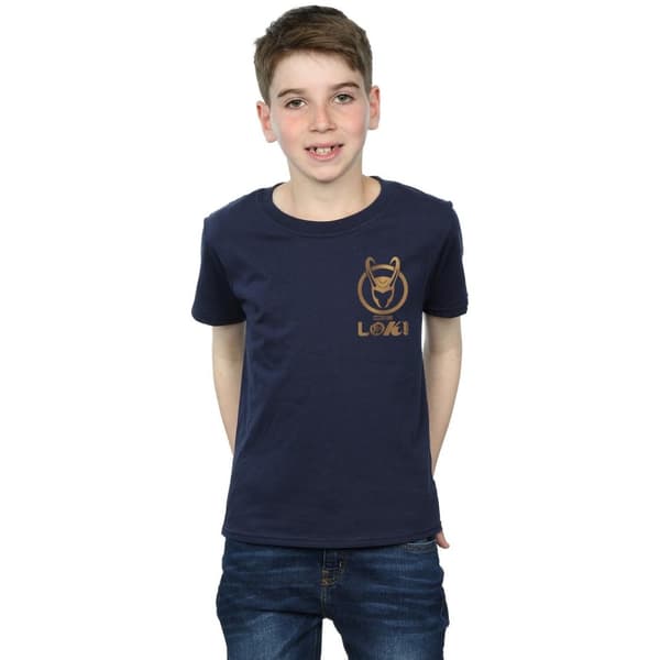 Marvel Boys Loki Horn Logo Faux Pocket T-Shirt