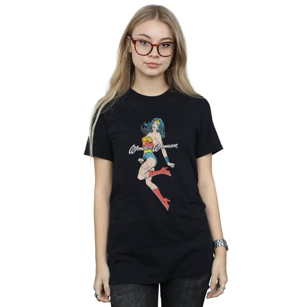 DC Comics Womens/Ladies Wonder Woman Jump Cotton Boyfriend T-Shirt