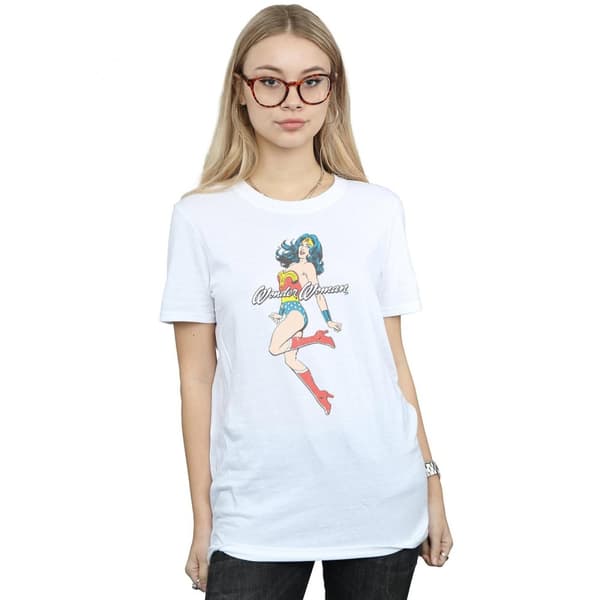 DC Comics Womens/Ladies Wonder Woman Jump Cotton Boyfriend T-Shirt