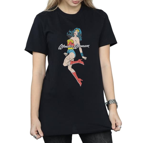 DC Comics Womens/Ladies Wonder Woman Jump Cotton Boyfriend T-Shirt