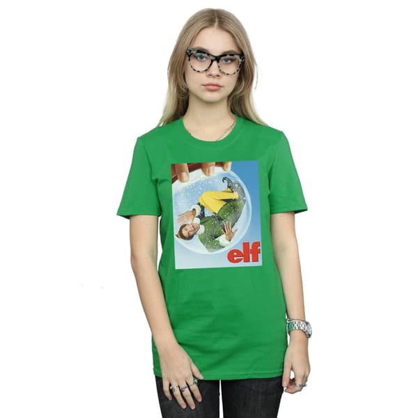 Elf Womens/Ladies Snow Globe Poster Cotton Boyfriend T-Shirt