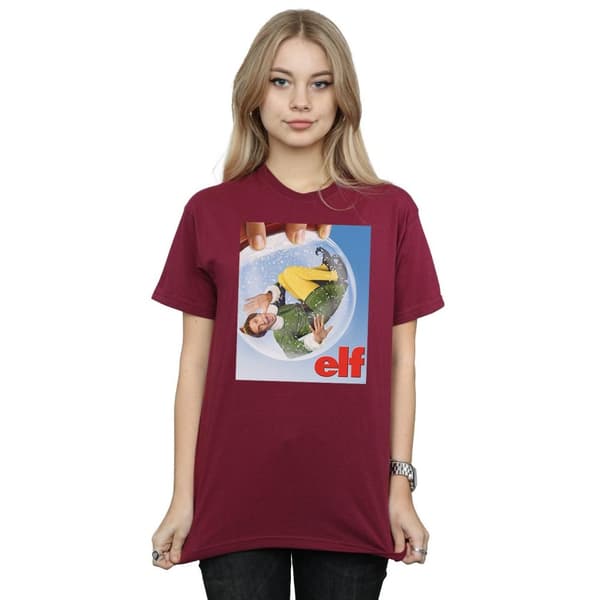 Elf Womens/Ladies Snow Globe Poster Cotton Boyfriend T-Shirt