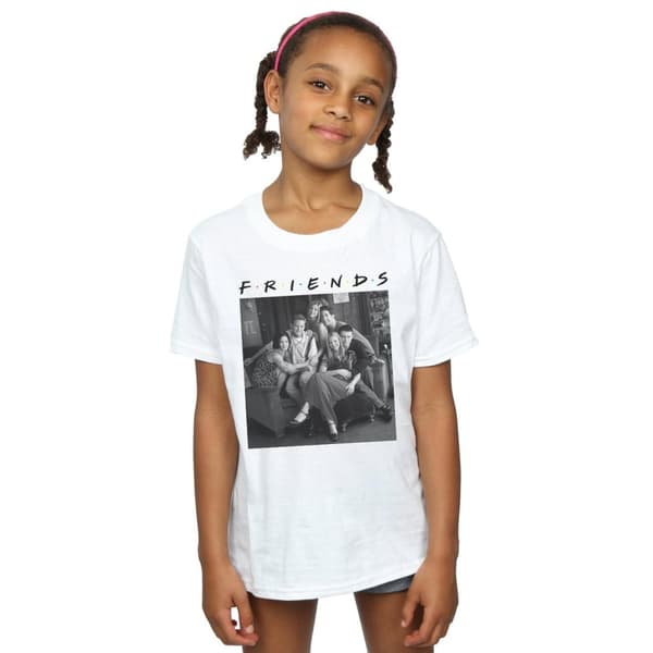 Friends Girls Black And White Photo Cotton T-Shirt