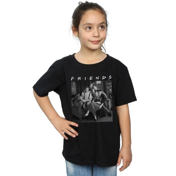 Friends Girls Black And White Photo Cotton T-Shirt