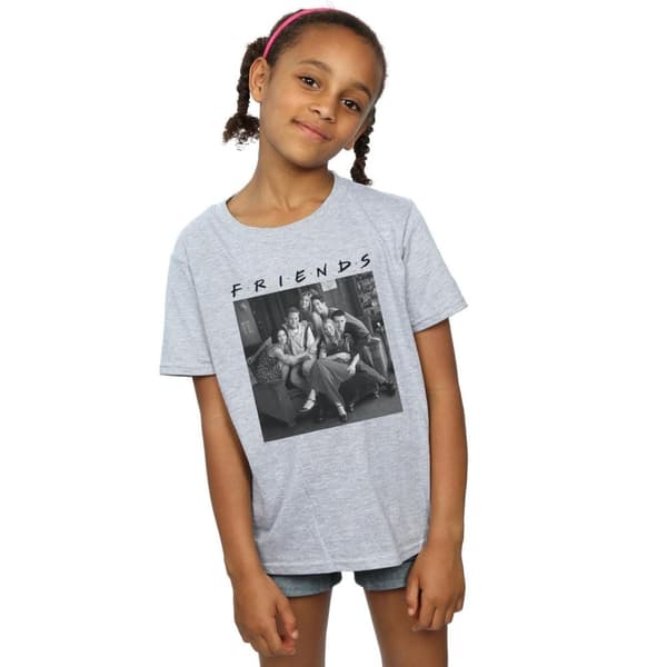Friends Girls Black And White Photo Cotton T-Shirt
