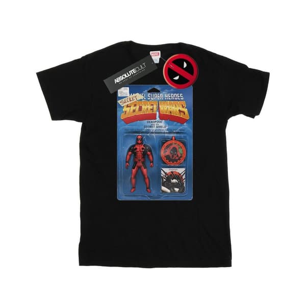 Marvel Mens Deadpool Secret Wars Action Figure T-Shirt Black S