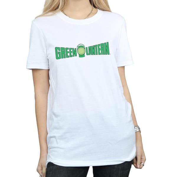 DC Comics Dam/Tjej Green Lantern Text Logo Bomull Boyfriend T-shirt
