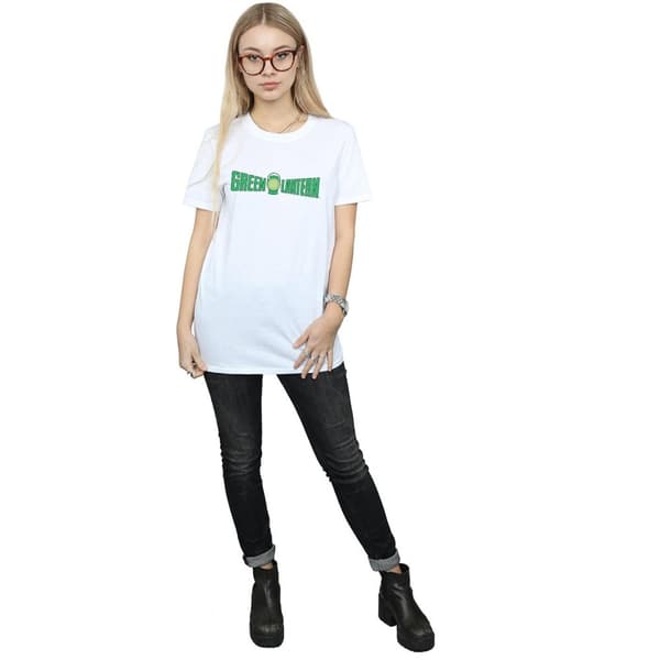 DC Comics Dam/Tjej Green Lantern Text Logo Bomull Boyfriend T-shirt