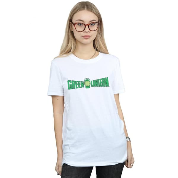 DC Comics Dam/Tjej Green Lantern Text Logo Bomull Boyfriend T-shirt