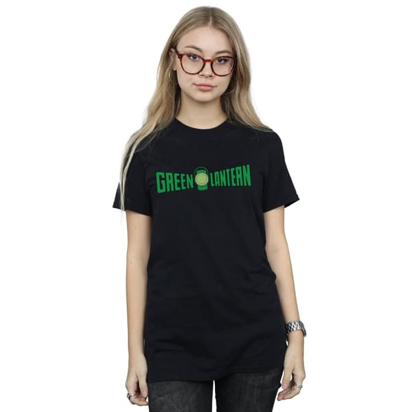 DC Comics Dam/Tjej Green Lantern Text Logo Bomull Boyfriend T-shirt