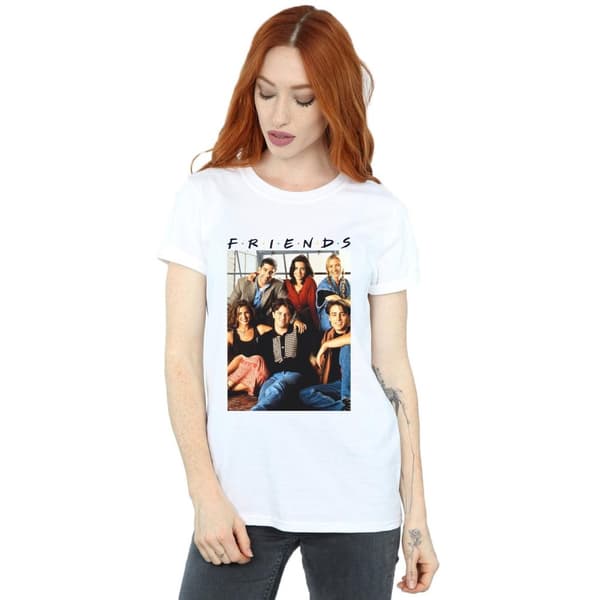 Friends Boyfriend-t-shirt i bomull för damer/kvinnor med gruppfoto i fönster