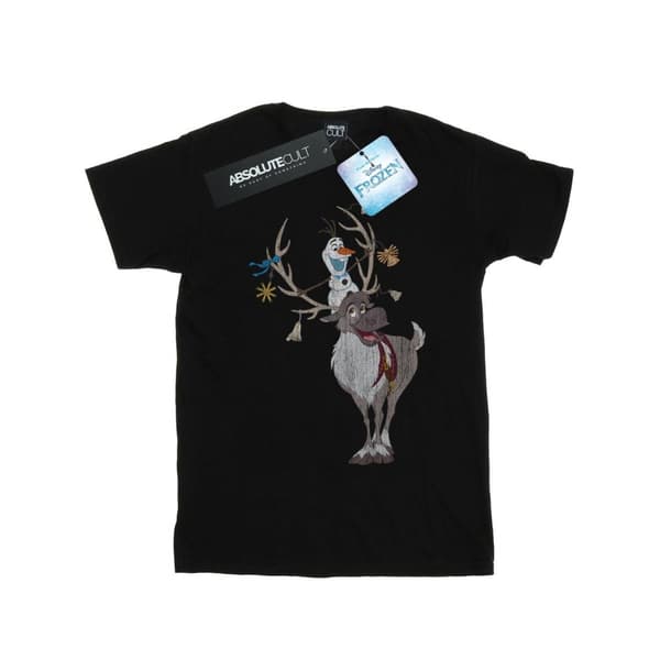Disney Womens/Ladies Frozen Sven And Olaf Christmas Ornaments Cotton Boyfriend T-Shirt