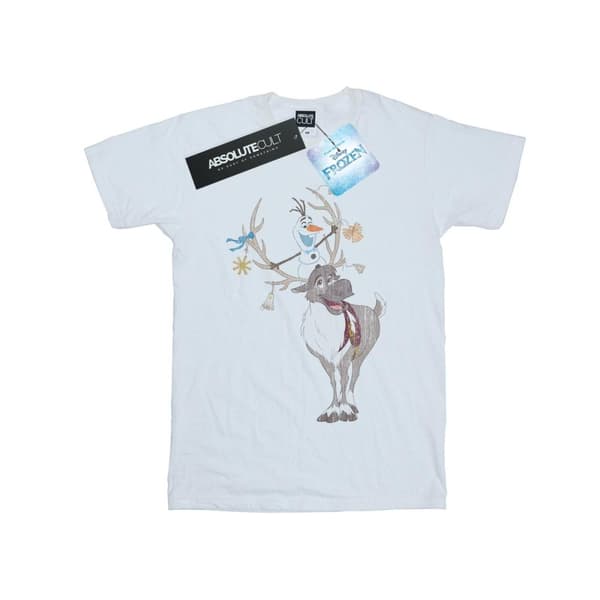 Disney Womens/Ladies Frozen Sven And Olaf Christmas Ornaments Cotton Boyfriend T-Shirt