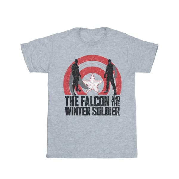Marvel Dam / Dam The Falcon And The Winter Soldier Sköldsilhuetter Bomull Boyfriend T-shirt