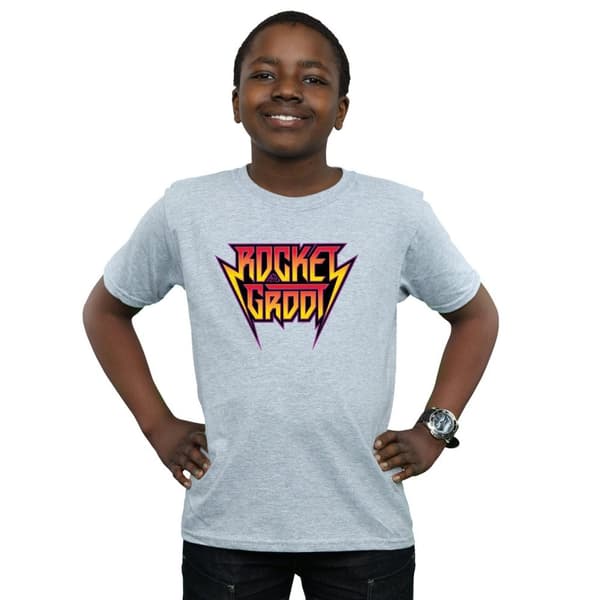 Marvel Boys Guardians Of The Galaxy Vol. 2 Rocket And Groot Metal Logo T-Shirt