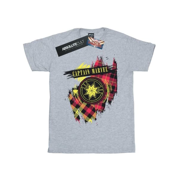 Marvel Mens Captain Marvel Tartan Patch T-Shirt