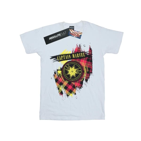 Marvel Mens Captain Marvel Tartan Patch T-Shirt