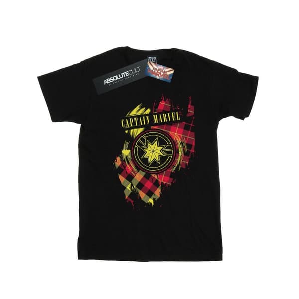 Marvel Mens Captain Marvel Tartan Patch T-Shirt