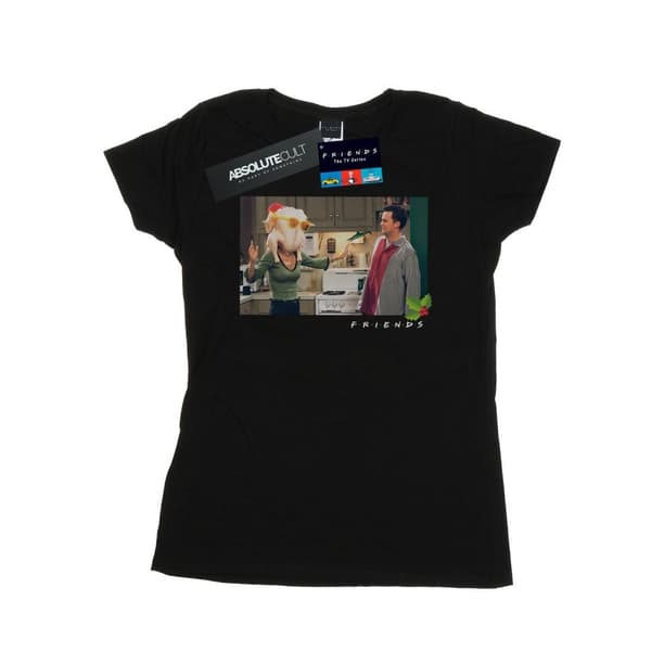 Friends T-shirt i bomull med kalkonhuvud för damer/damer Black XXL