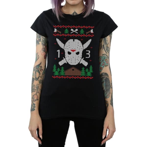 Friday 13th Womens/Ladies Christmas Fair Isle Cotton T-Shirt