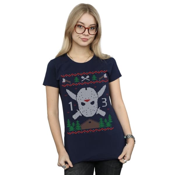 Friday 13th Womens/Ladies Christmas Fair Isle Cotton T-Shirt