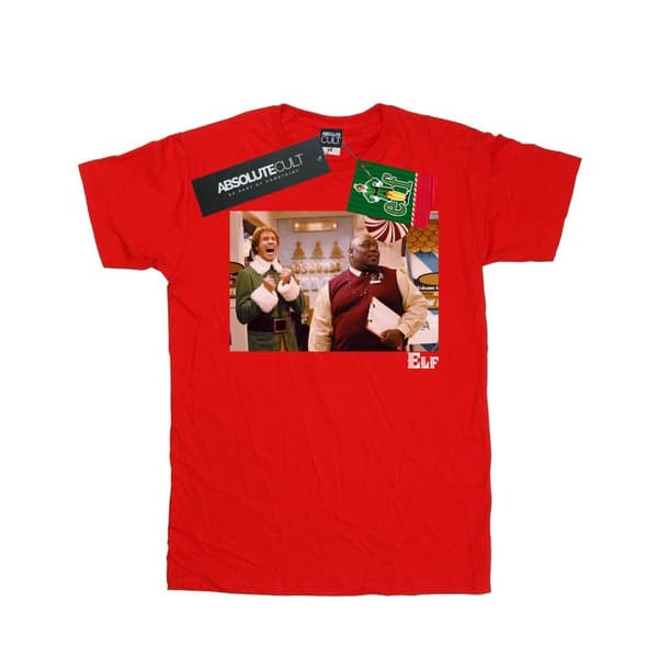 Elf Dam/kvinnor Christmas Store Cheer Boyfriend-t-shirt i bomull