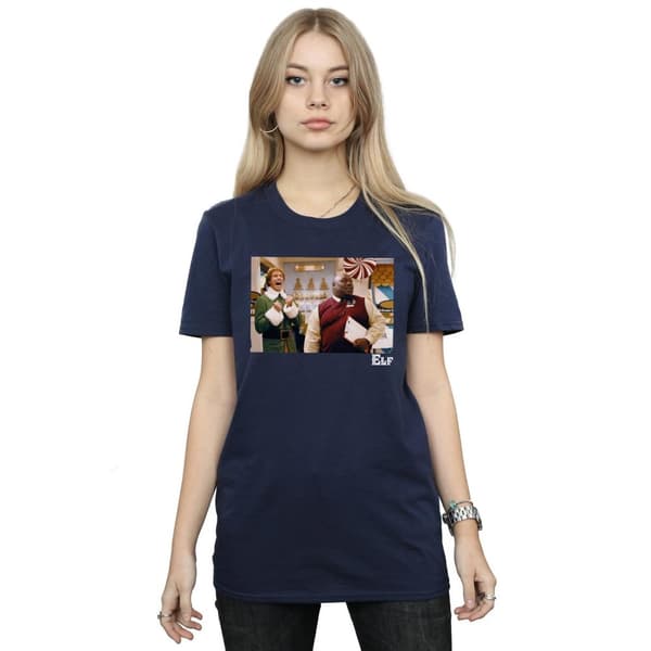 Elf Dam/kvinnor Christmas Store Cheer Boyfriend-t-shirt i bomull