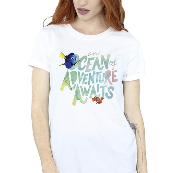 Disney Womens/Ladies Finding Dory Ocean Of Adventure Cotton Boyfriend T-Shirt
