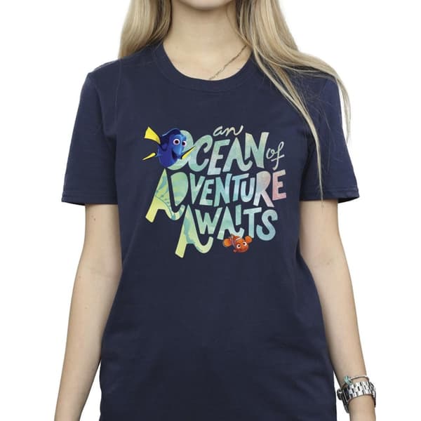 Disney Womens/Ladies Finding Dory Ocean Of Adventure Cotton Boyfriend T-Shirt