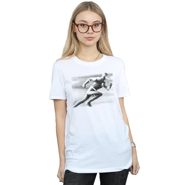 DC Comics Dam/Tjej The Flash Spot Racer Boyfriend-T-shirt i bomull