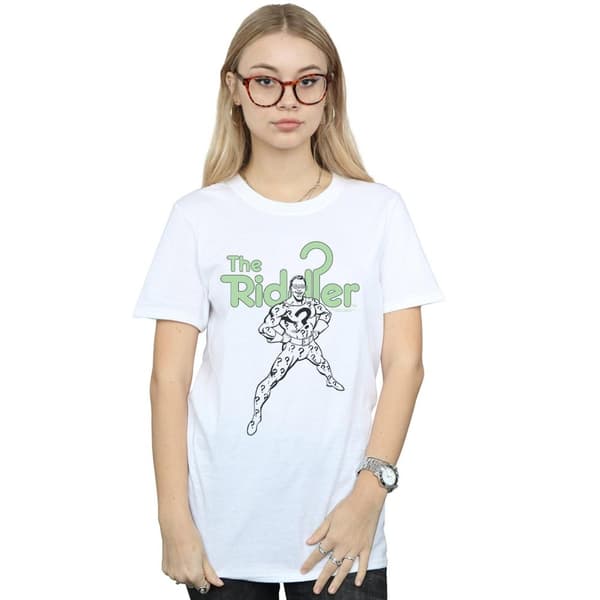 DC Comics Womens/Ladies The Riddler Mono Action Pose Cotton Boyfriend T-Shirt