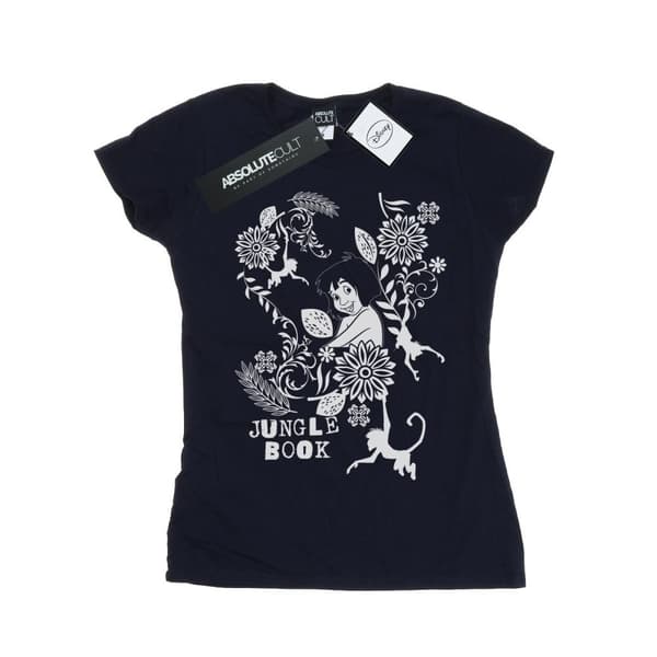 Disney Dam/Tjej Djungelboken Mowgli Tale T-shirt i bomull Deep Navy XS