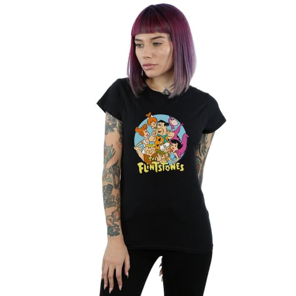The Flintstones Womens/Ladies Group Circle Cotton T-Shirt