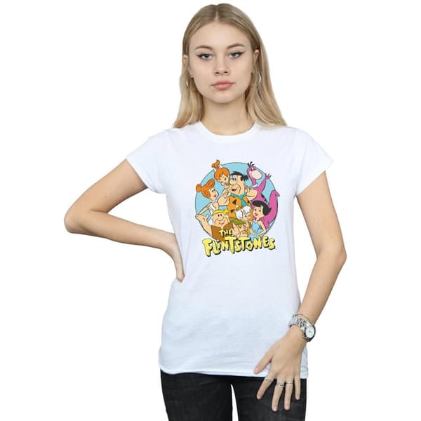 The Flintstones Womens/Ladies Group Circle Cotton T-Shirt